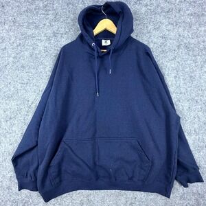 Homespun Hoodie Mens XL Navy Blue Cotton Oversize Kangaroo Pockets Neutral Basic